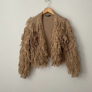Nasty Gal Sweater Tan Fringe Size M